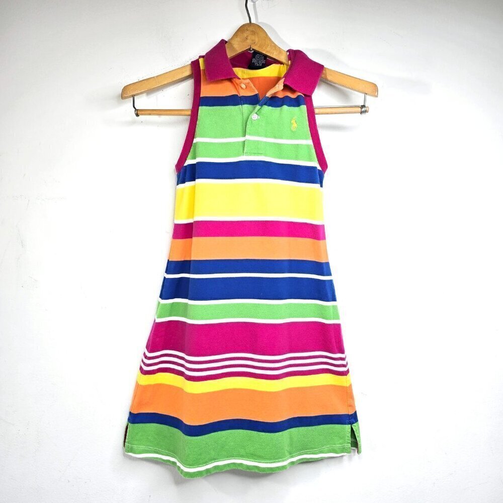 Ralph Lauren Rainbow Striped Sleeveless Shirt Dress